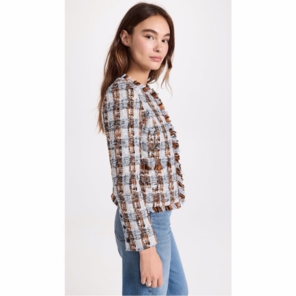 NEW L'Agence Angelina Tweed Blazer Blue/Orange Multi 0 - Picture 10 of 15